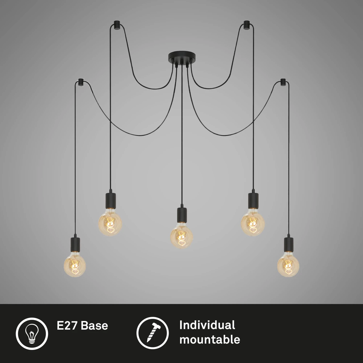 Deckenleuchte, Ø 100 Cm, Max. 60 W, Schwarz 5 Deckenleuchte, Ø 100 Cm, Max. 60 W, Schwarz – Bild 5