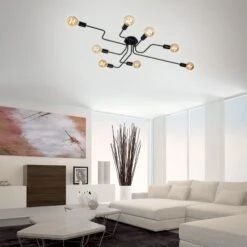 Briloner Kuglo Deckenspot, Retro, 6-flammig, E27 Fassung, Schwarz -Briloner Store deckenleuchte schwarz 8xe27 milieu1 1182491760c1a903d4b19ac7ec9b4d3d