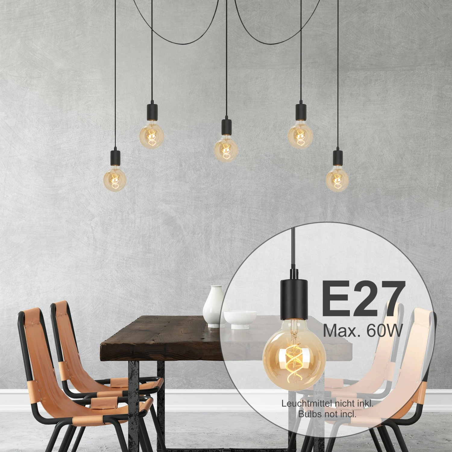 Deckenleuchte, Ø 100 Cm, Max. 60 W, Schwarz 6 Deckenleuchte, Ø 100 Cm, Max. 60 W, Schwarz – Bild 6