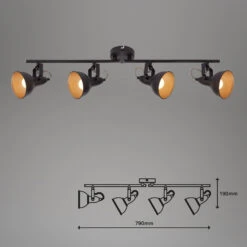 Briloner Soft Deckenstrahler, Schwenkbar, 4-flammig, Schwarz-Gold -Briloner Store deckenleuchte schwarz gold 4xe14 exkl masszeichnung 24ccba02eb024929d691bd97046a26f1