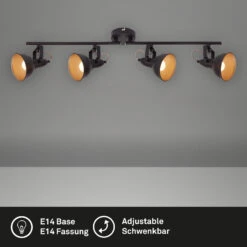 Briloner Soft Deckenstrahler, Schwenkbar, 4-flammig, Schwarz-Gold -Briloner Store deckenleuchte schwarz gold 4xe14 exkl titelbild cfcb52d247be61b1f6fd857a2f2a3d81