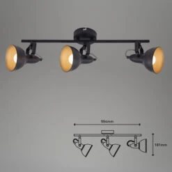 Briloner Soft Deckenstrahler, Schwenkbar, 3-flammig, Schwarz-Gold -Briloner Store deckenleuchte schwarz gold e14 exkl masszeichnung b9487da348d65576ea9209631febc5ab