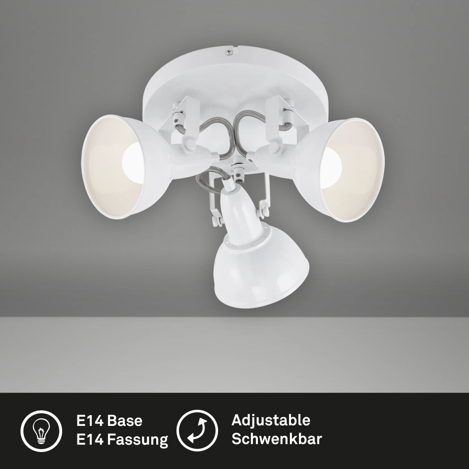 Briloner Soft Deckenstrahler, Schwenkbar, 3-flammig, E14 Fassung, Weiß 5 Briloner Soft Deckenstrahler, Schwenkbar, 3-flammig, E14 Fassung, Weiß – Bild 5