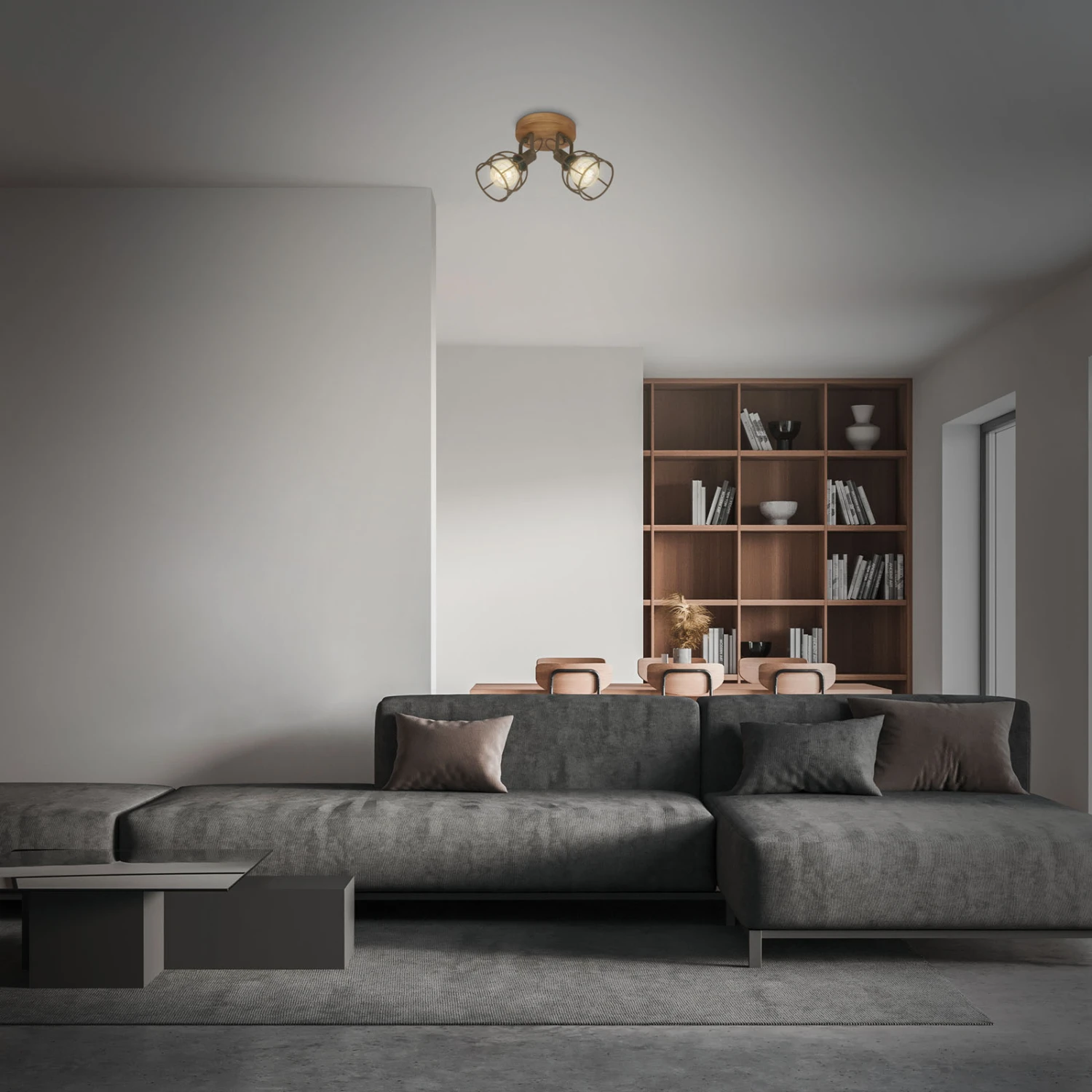 Briloner Korbo Deckenstrahler, Korboptik, Schwenkbar, Holz, 2-flammig 4 Briloner Korbo Deckenstrahler, Korboptik, Schwenkbar, Holz, 2-flammig – Bild 4