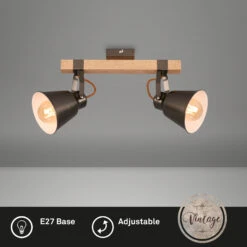 Briloner Talle Deckenstrahler, Schwenkbar, Holz, 2-flammig, Antik-Grau -Briloner Store e4fb232bf5db1777f21c3f9f42fceba1