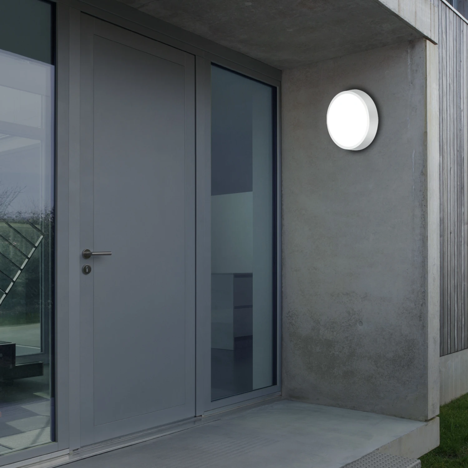 LED Außenleuchte Ø 27 Cm 24W 2160lm Silber 2 LED Außenleuchte Ø 27 Cm 24W 2160lm Silber – Bild 2