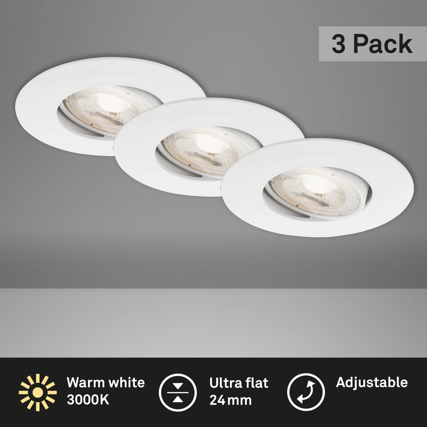 3er Set Ultraflache LED Einbauleuchte, Ø 9 Cm, 5 W, Weiß 2 3er Set Ultraflache LED Einbauleuchte, Ø 9 Cm, 5 W, Weiß – Bild 2