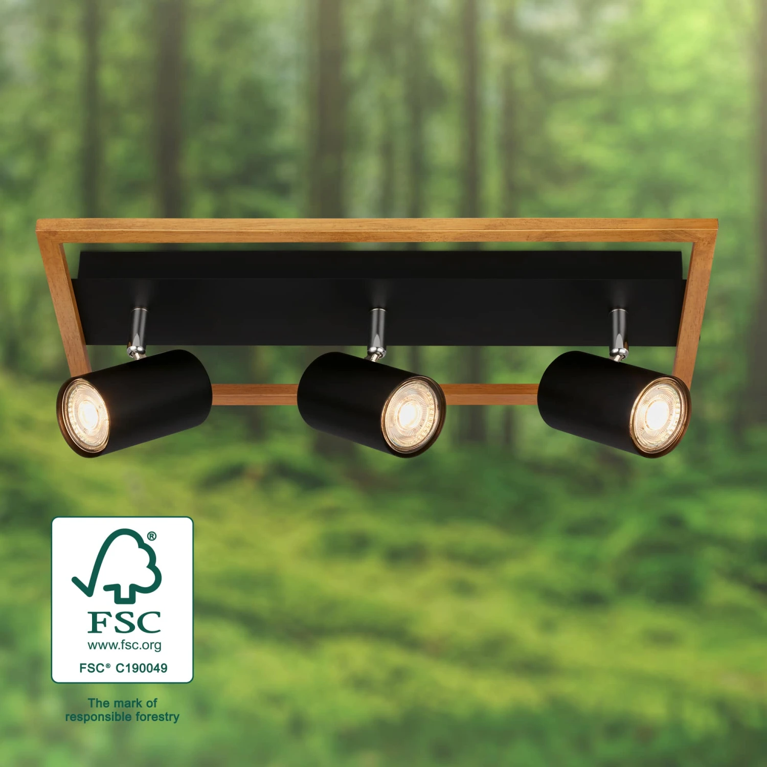 Briloner Frey Deckenstrahler, Schwenkbar, 3-flammig, Holz, Schwarz 3 Briloner Frey Deckenstrahler, Schwenkbar, 3-flammig, Holz, Schwarz – Bild 3