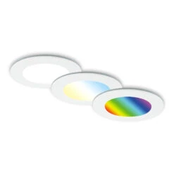 RGB-CCT LED Einbauleuchten-Set, Ø9,2 Cm, 3x LED, 4,8 W, 450 Lm, Weiß -Briloner Store f1cead7c0fcf5d3bfa29dd3ecdbc6b92