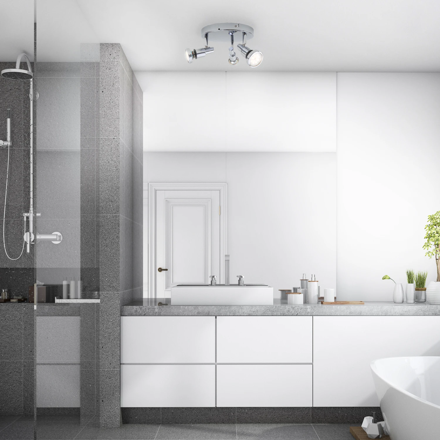 LED Spotleuchte Ø 21 Cm 3xGU10 4,8W 400lm Chrom 4 LED Spotleuchte Ø 21 Cm 3xGU10 4,8W 400lm Chrom – Bild 4