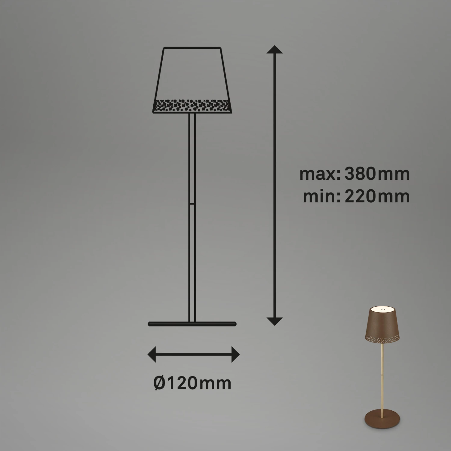 LED Akku-Tischleuchte 38 Cm 2,6W 280lm Braun 10 LED Akku-Tischleuchte 38 Cm 2,6W 280lm Braun – Bild 10