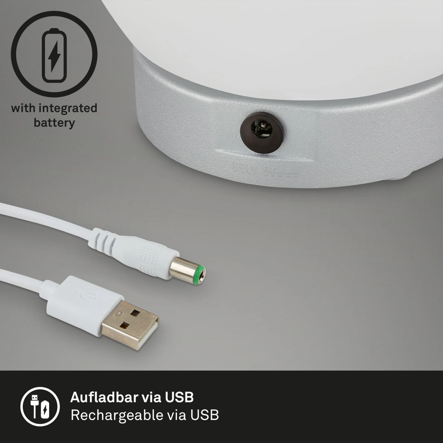 LED Akku Tischleuchte, Ø16 Cm, LED-Modul, 3W, 350 Lm, Chrom-matt 3 LED Akku Tischleuchte, Ø16 Cm, LED-Modul, 3W, 350 Lm, Chrom-matt – Bild 3