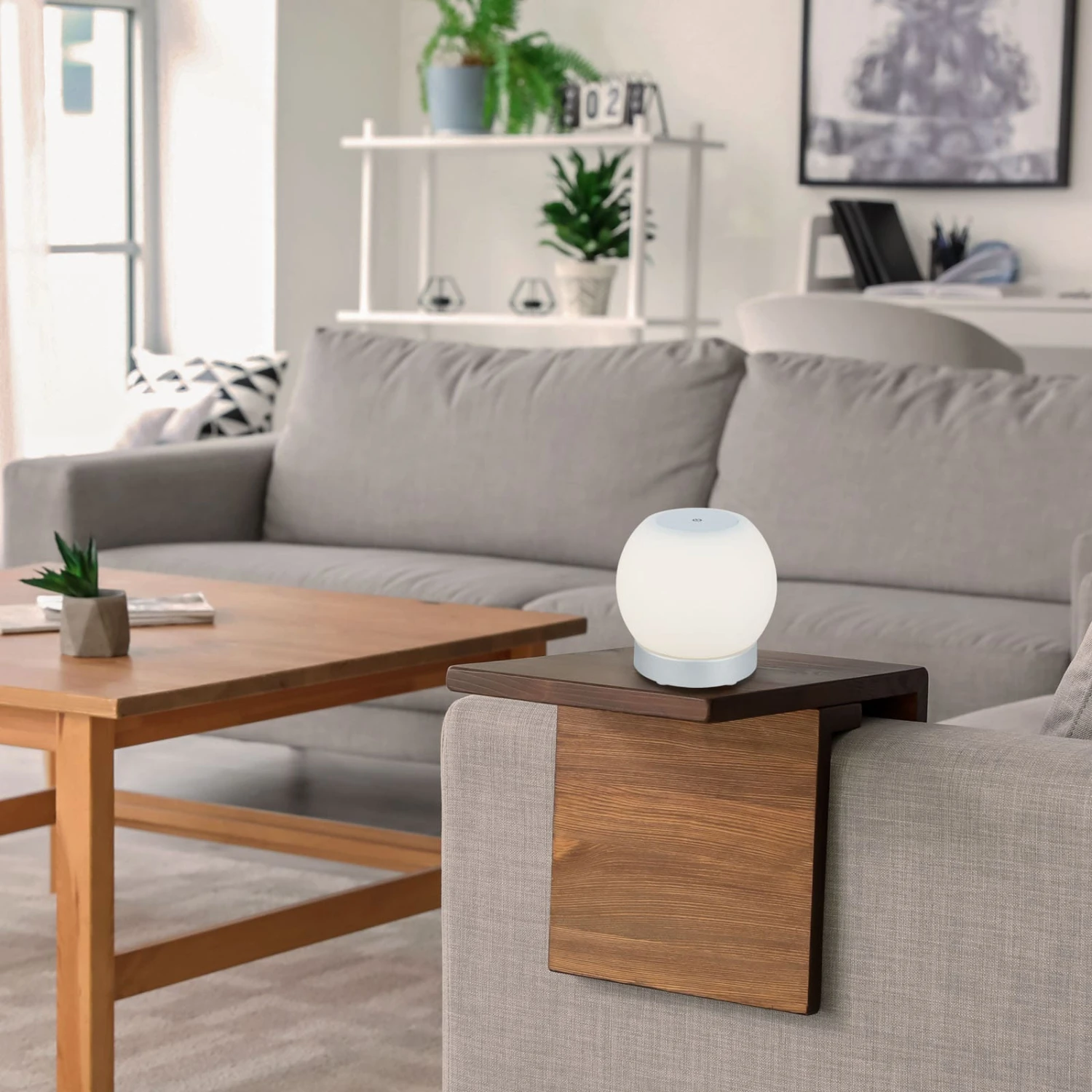 LED Akku Tischleuchte, Ø16 Cm, LED-Modul, 3W, 350 Lm, Chrom-matt 2 LED Akku Tischleuchte, Ø16 Cm, LED-Modul, 3W, 350 Lm, Chrom-matt – Bild 2