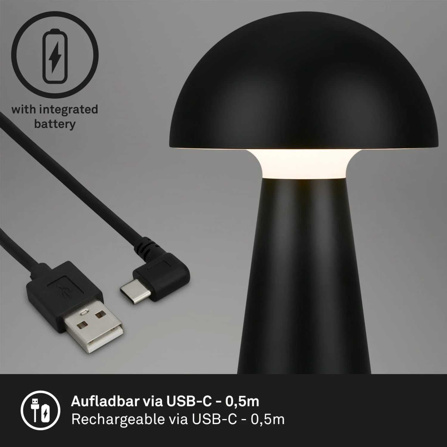 LED Akku-Tischleuchte 28 Cm 2,6W 300lm Schwarz 5 LED Akku-Tischleuchte 28 Cm 2,6W 300lm Schwarz – Bild 5