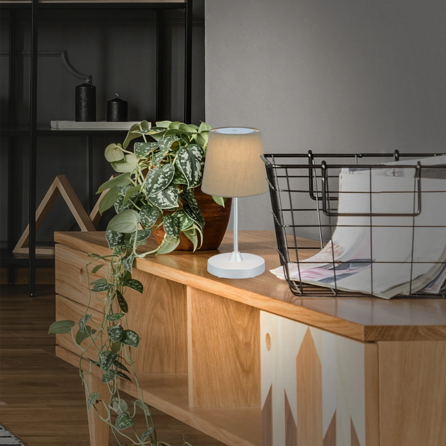 LED Akku Tischleuchte, Ø12,5 Cm, LED-Modul, 3W, 350 Lm, Taupe 6 LED Akku Tischleuchte, Ø12,5 Cm, LED-Modul, 3W, 350 Lm, Taupe – Bild 6