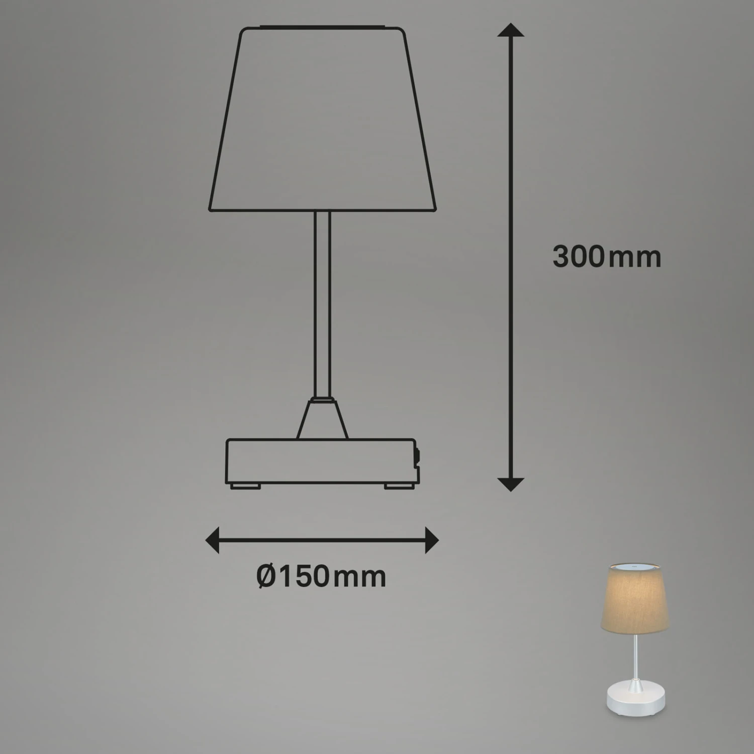 LED Akku Tischleuchte, Ø12,5 Cm, LED-Modul, 3W, 350 Lm, Taupe 7 LED Akku Tischleuchte, Ø12,5 Cm, LED-Modul, 3W, 350 Lm, Taupe – Bild 7