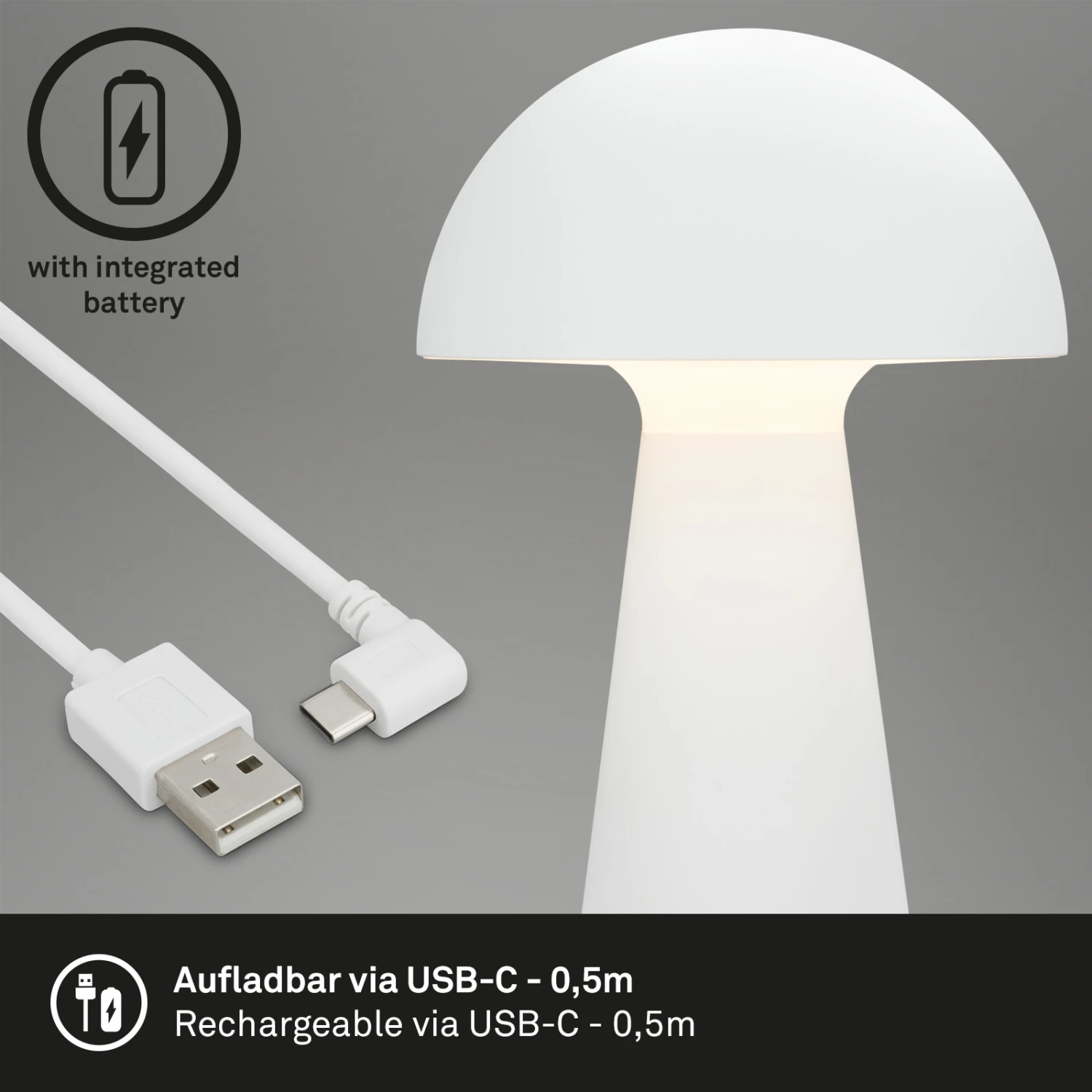 LED Akku-Tischleuchte 28 Cm 2,6W 300lm Weiß 2 LED Akku-Tischleuchte 28 Cm 2,6W 300lm Weiß – Bild 2