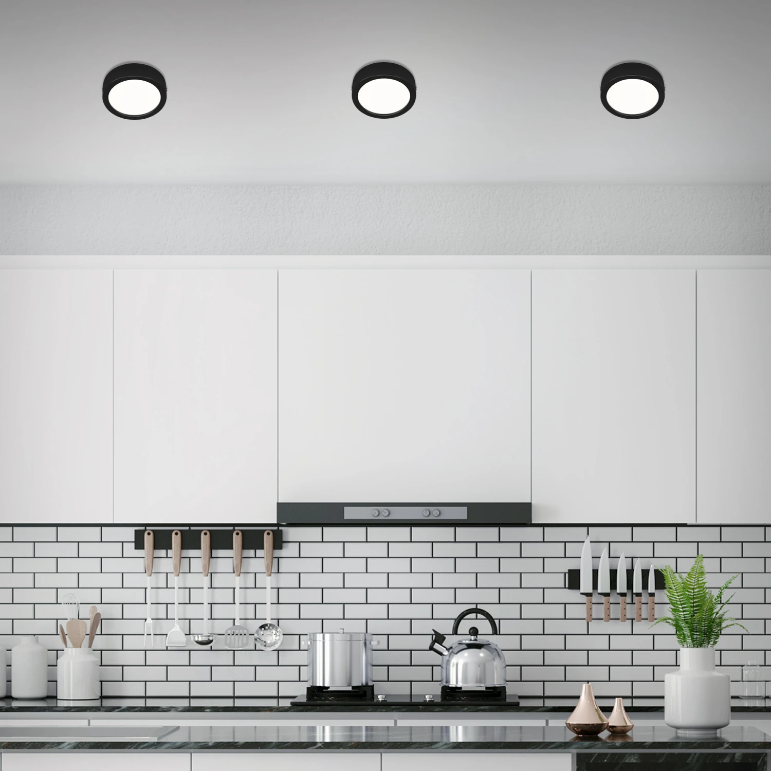 LED Deckenleuchte, Ø 12 Cm, 7 W, Schwarz 4 LED Deckenleuchte, Ø 12 Cm, 7 W, Schwarz – Bild 4