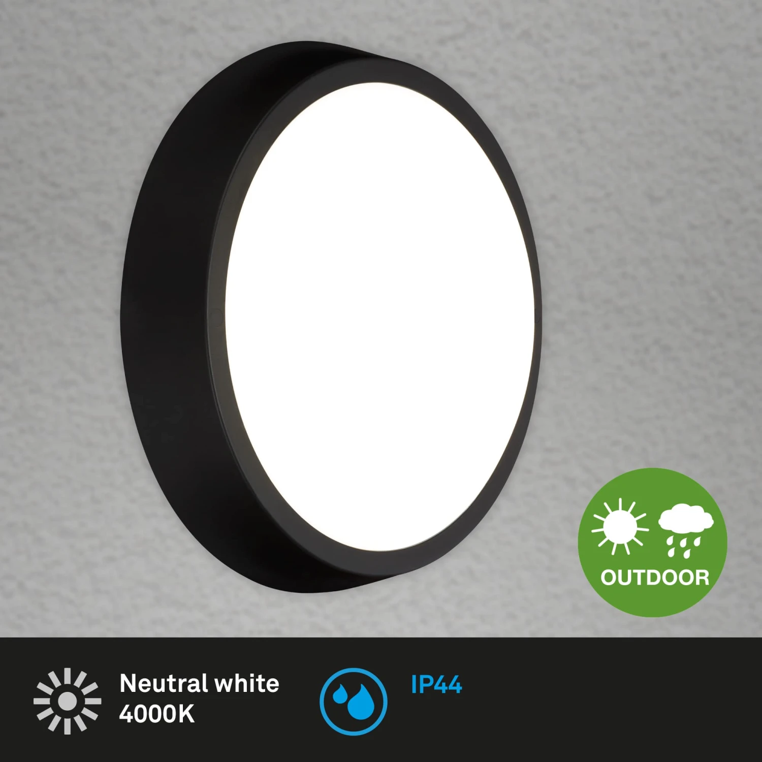 LED Außenleuchte Ø 27 Cm 24W 2160lm Schwarz 4 LED Außenleuchte Ø 27 Cm 24W 2160lm Schwarz – Bild 4