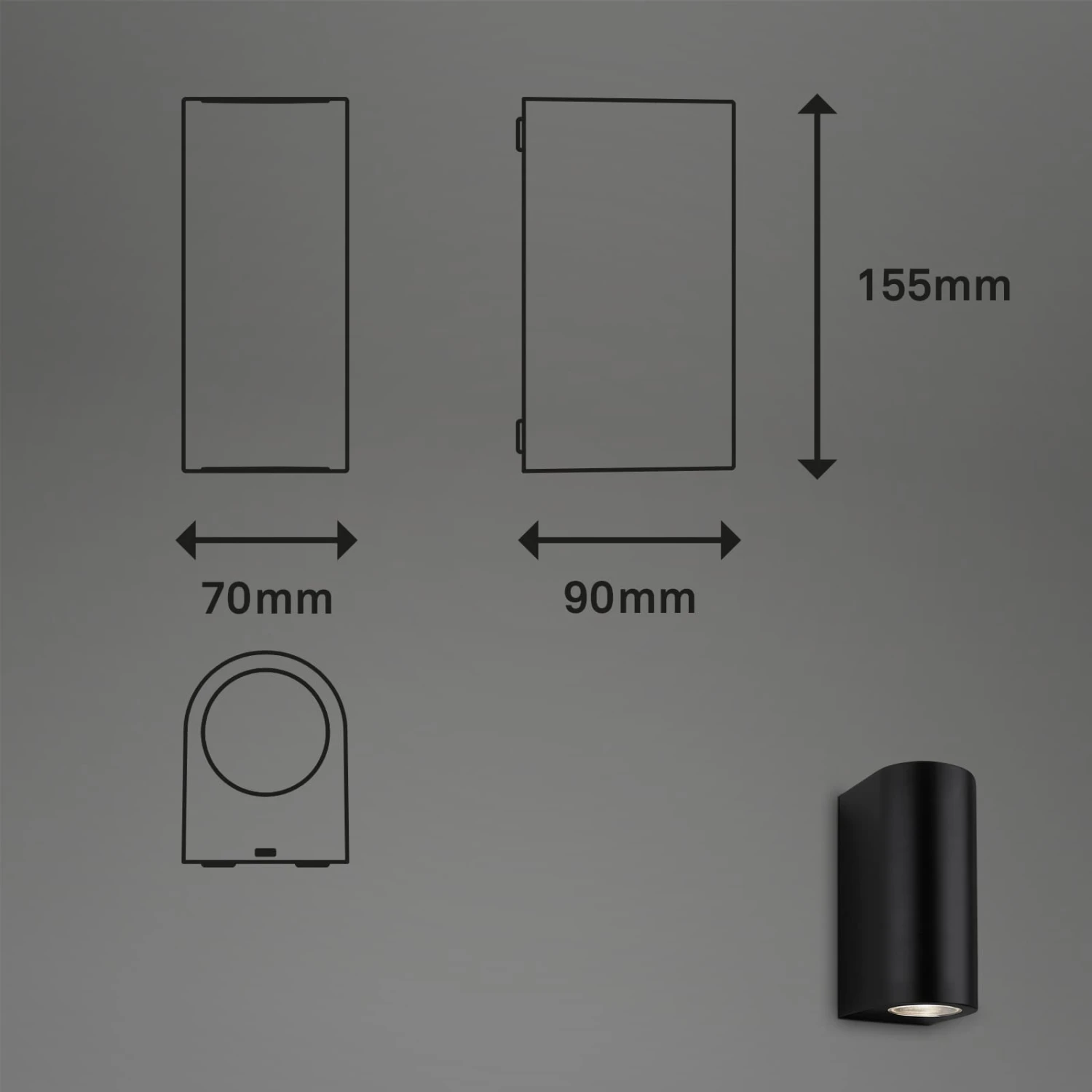 LED Außenleuchte, 15,5 Cm, 2x GU10, 4,7 W, Schwarz 4 LED Außenleuchte, 15,5 Cm, 2x GU10, 4,7 W, Schwarz – Bild 4