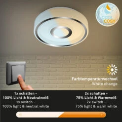 LED Bad Deckenleuchte, Ø 28 Cm, LED-Platine, 12W, 1200 Lm, Chrom-Kristall -Briloner Store led bad deckenleuchte chrom kristall faa7fd22235254e2cae7638f6b278d36