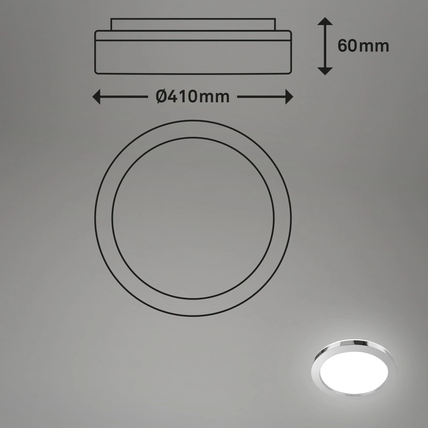 LED Bad-Deckenleuchte, Ø 41 Cm, LED-Platine, 28 W, 3600 Lm, Chrom 2 LED Bad-Deckenleuchte, Ø 41 Cm, LED-Platine, 28 W, 3600 Lm, Chrom – Bild 2