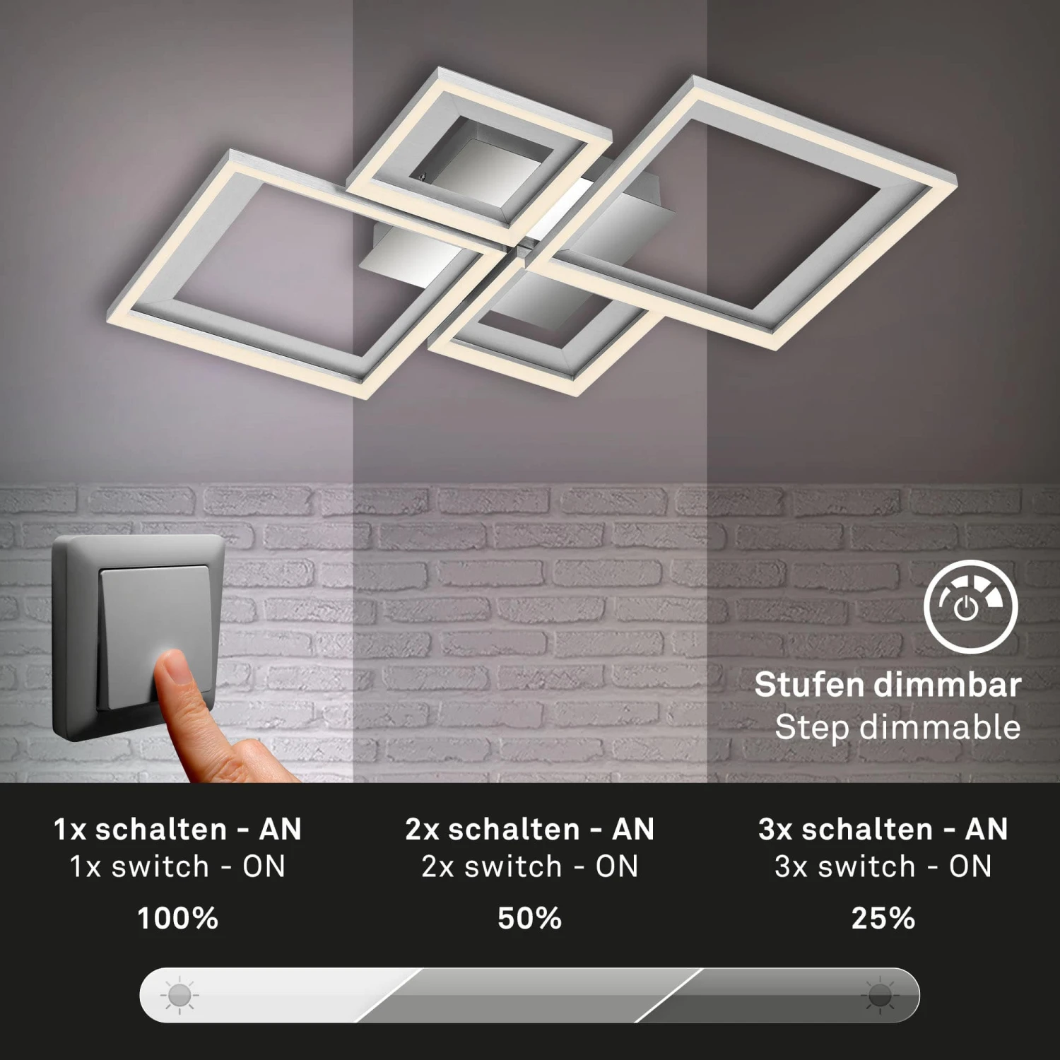 LED Deckenleuchte, 53 Cm, LED-Platine, 24 W, 120 Lm, Alu-chrom 4 LED Deckenleuchte, 53 Cm, LED-Platine, 24 W, 120 Lm, Alu-chrom – Bild 4