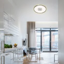 LED Panel, Ø 42,5 Cm, 3000 LUMEN, 22 WATT, Matt-Nickel -Briloner Store led deckenleuchte mit aufsatzrahmen dekorelementundled backlight matt nickel 1xled milieu1 71b77ed7d75cf6fc54fdd513a39c3cbc