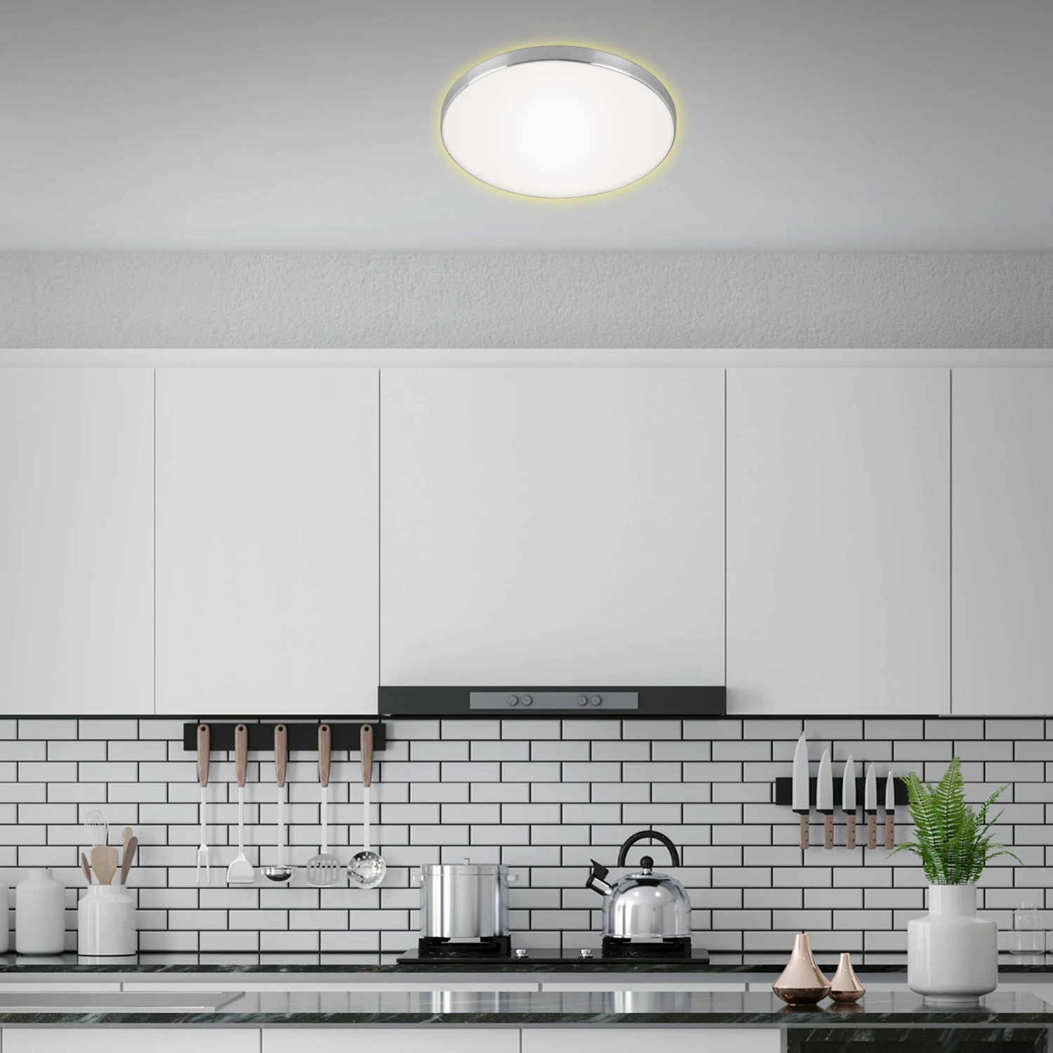 LED Deckenleuchte, Ø 35,5 Cm, 18 W, Alu-Weiß 4 LED Deckenleuchte, Ø 35,5 Cm, 18 W, Alu-Weiß – Bild 4