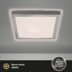 LED Deckenleuchte, 27 Cm, 12 W, Weiß-Matt-Nickel -Briloner Store led deckenleuchte mit backlighteffekt weiss matt nickel led platine freisteller2 ec4d49fc16191aa050a6a884eaa8053a