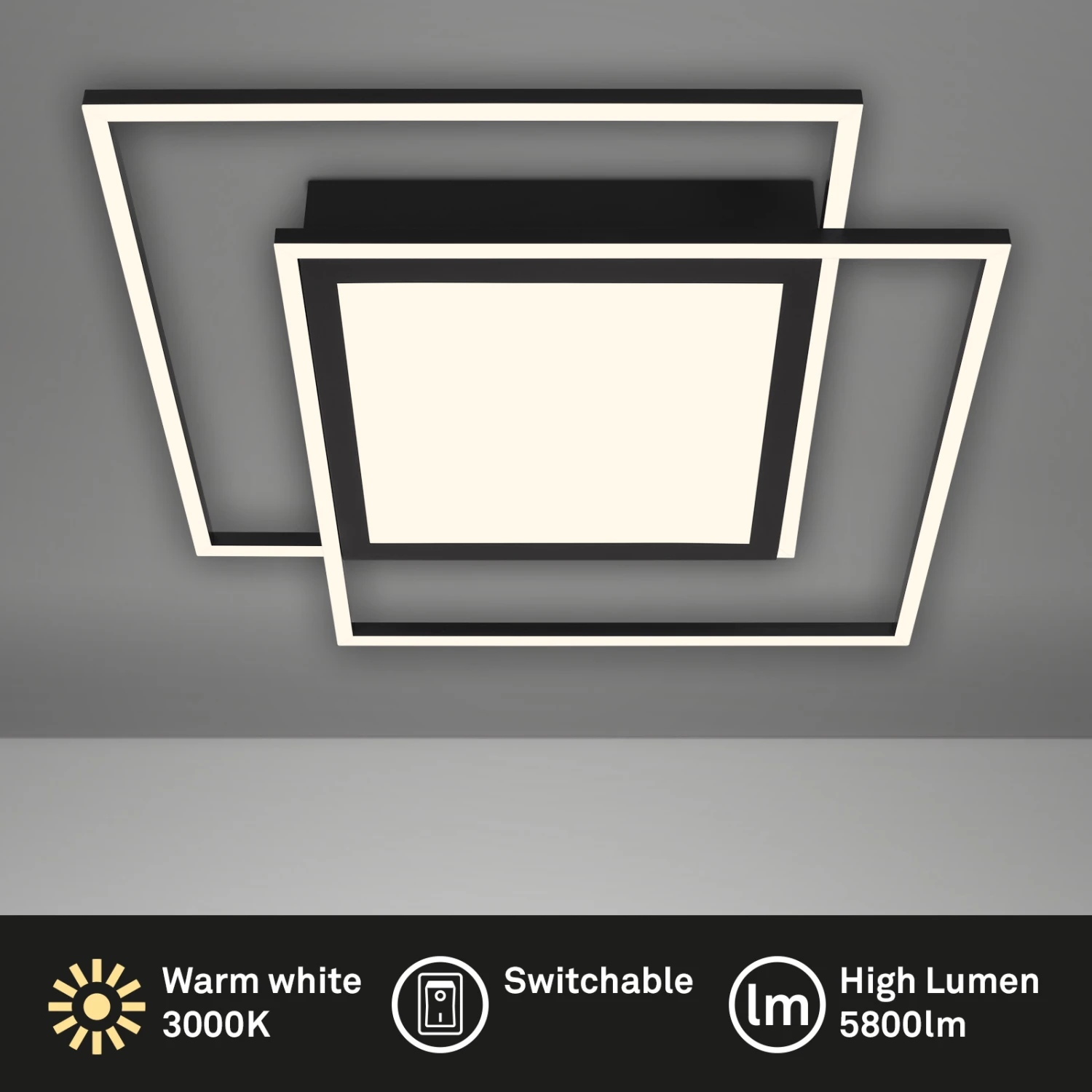 LED Deckenleuchte, 51,5 Cm, LED-Platine, 50 W, 5000 Lm, Schwarz Matt 2 LED Deckenleuchte, 51,5 Cm, LED-Platine, 50 W, 5000 Lm, Schwarz Matt – Bild 2