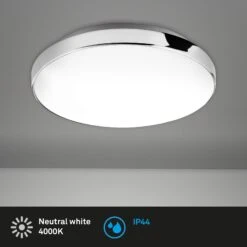 LED Deckenleuchte, Ø 28,5 Cm, 13 W, Weiß-Chrom -Briloner Store led deckenleuchte weiss chrom ip44 led titelbild 2e0b98900c7d1eab8cb7ca50255ec519