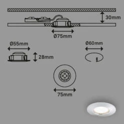 3er Set LED Einbauleuchte, Ø 7,5 Cm, Chrom -Briloner Store led einbauleuchte chrom masszeichnung 8ffbc747d6e62aa114129ff1cf969a59