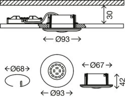 LED Einbauleuchte, Ø 9,3 Cm, 5 W, Matt-Nickel -Briloner Store led einbauleuchte matt nickel led modul masszeichnung f89ae57112343f45da46048b72274af3