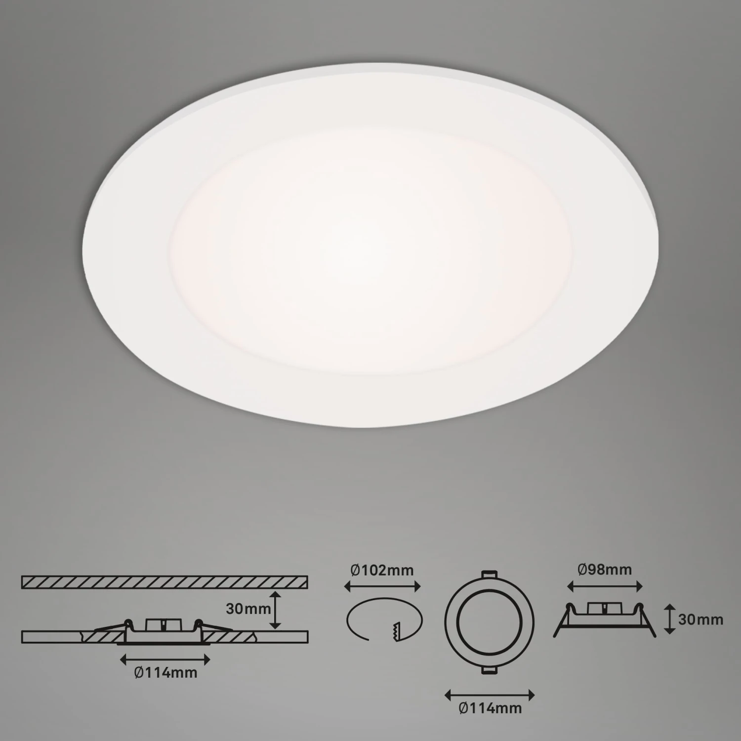 LED Einbauleuchte, Ø 11,4 Cm, 6 W, Weiß 2 LED Einbauleuchte, Ø 11,4 Cm, 6 W, Weiß – Bild 2