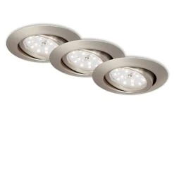 3er Set LED Einbauleuchte, Ø 8,2 Cm, 3 W, Matt-Nickel