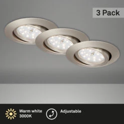 3er Set LED Einbauleuchte, Ø 8,2 Cm, 3 W, Matt-Nickel -Briloner Store led einbauleuchten 3er set matt nickel led modul titelbild 9476184582e7d97d94348a5865d7edd9