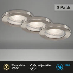 3er Set LED Einbauleuchte, Ø 8,5 Cm, 5 W, Matt-Nickel -Briloner Store led einbauleuchten 3er set matt nickel led titelbild 727e86ce98b85af37276d1686587c410
