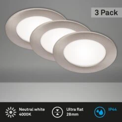 3er Set LED Einbauleuchte, Ø 12 Cm, 7 W, Matt-Nickel -Briloner Store led einbauleuchten 3er set nickel led platine titelbild 9778b113a44478e4c0fa119c7270fa83