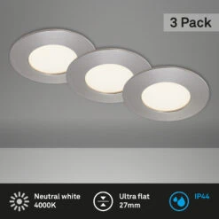 3er Set LED Einbauleuchte, Ø 8,5 Cm, 4,9 W, Matt-Nickel -Briloner Store led einbauleuchten 3er set nickel led titelbild e9d335f9a43b992342bea83d89941fa5