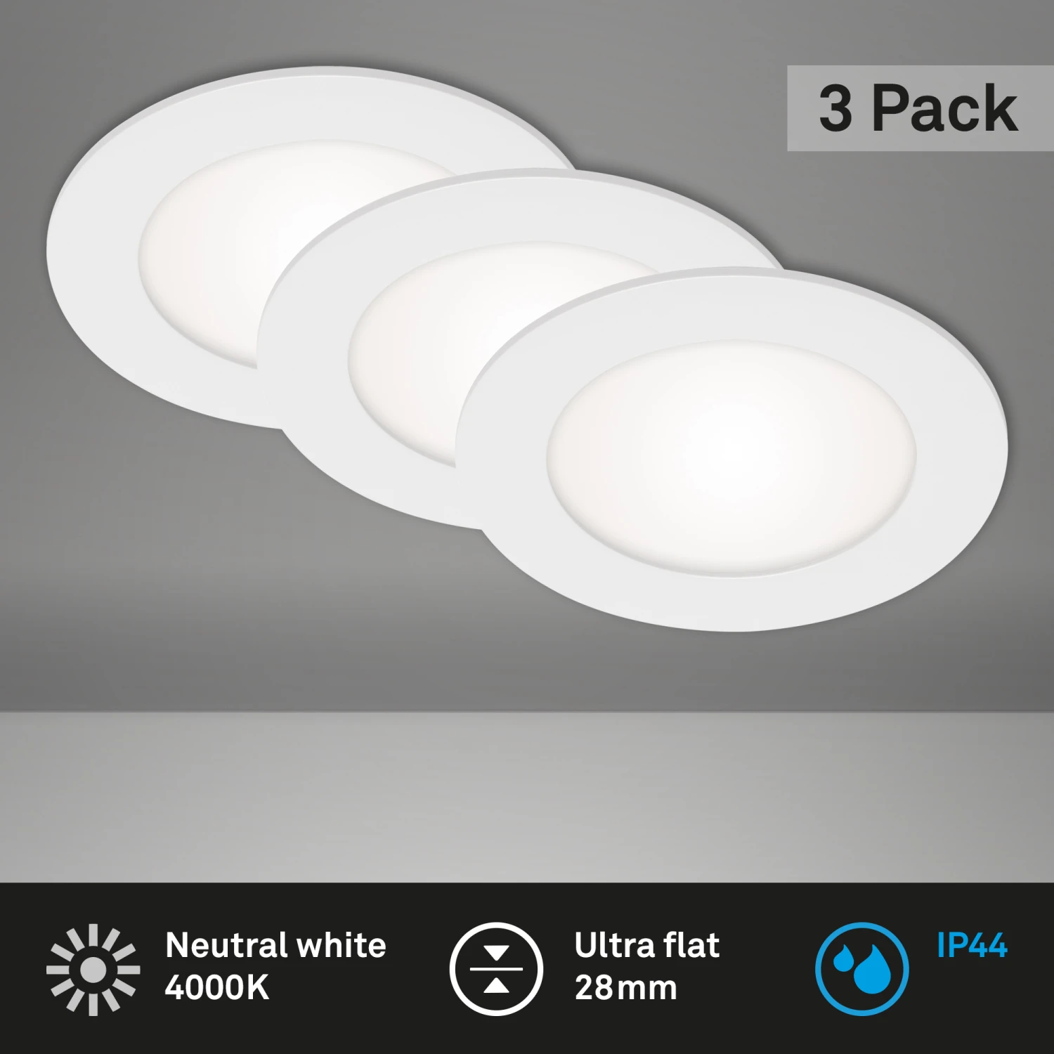 3er Set LED Einbauleuchte, Ø 12 Cm, 7 W, Weiß 3 3er Set LED Einbauleuchte, Ø 12 Cm, 7 W, Weiß – Bild 3