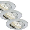 3er Set LED Einbauleuchte, Ø 8,2 Cm, 5 W, Alu