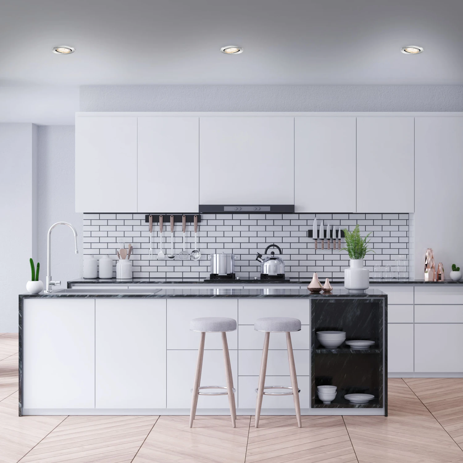 3er Set LED Einbauleuchte, Ø 8,6 Cm, 5 W, Chrom 7 3er Set LED Einbauleuchte, Ø 8,6 Cm, 5 W, Chrom – Bild 7