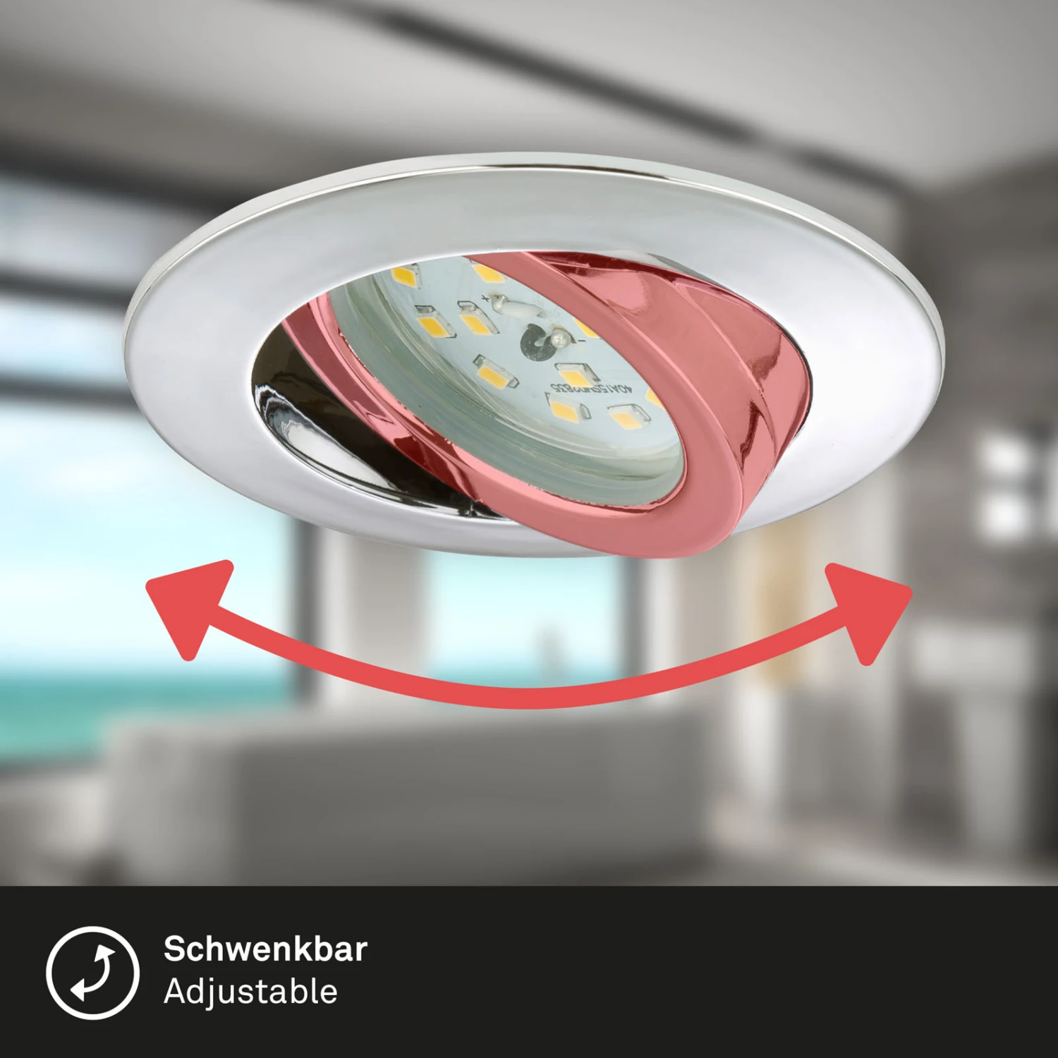 3er Set LED Einbauleuchte, Ø 8,2 Cm, 5 W, Chrom 4 3er Set LED Einbauleuchte, Ø 8,2 Cm, 5 W, Chrom – Bild 4