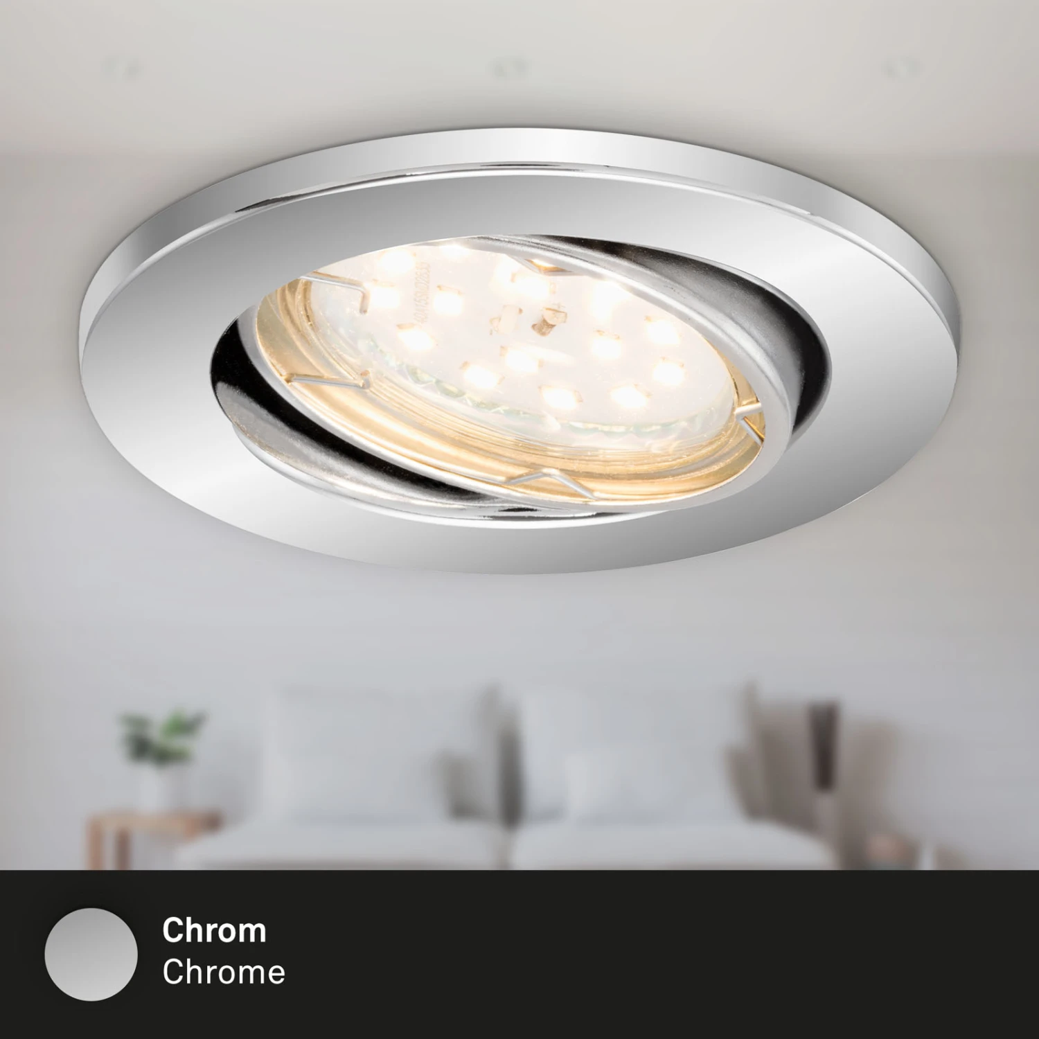 3er Set LED Einbauleuchte, Ø 8,6 Cm, 5 W, Chrom 4 3er Set LED Einbauleuchte, Ø 8,6 Cm, 5 W, Chrom – Bild 4