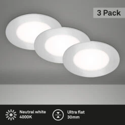 LED Einbauleuchten 3er-Set, Ø8,6 Cm, 3x LED, 3 W, 350 Lm, Chrom-matt -Briloner Store led einbauleuchten chrom matt 5372964f94bf264ea466aed0c7c1ed81