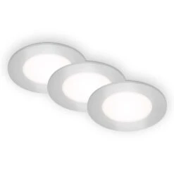 LED Einbauleuchten 3er-Set, Ø8,6 Cm, 3x LED, 3 W, 350 Lm, Chrom-matt