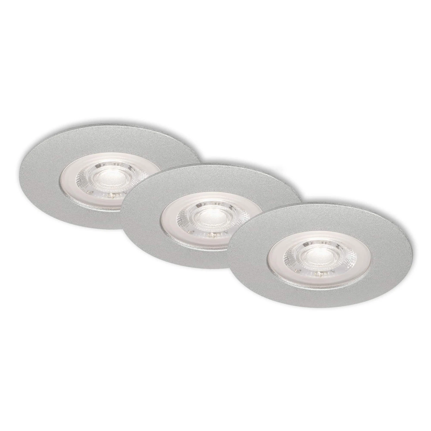 3er Set LED Einbauleuchte, Ø 9 Cm, 5 W, Chrom-Matt 1 3er Set LED Einbauleuchte, Ø 9 Cm, 5 W, Chrom-Matt