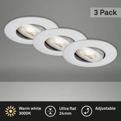 3er Set Ultraflache LED Einbauleuchte, Ø 9 Cm, 5 W, Chrom-Matt -Briloner Store led einbauleuchten chrom matt led platine titelbild b435d4ae24545e8dd86d5d1caa5a2ade