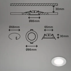 LED Einbauleuchten 3er-Set, Ø8,6 Cm, 3x LED, 3 W, 350 Lm, Chrom-matt -Briloner Store led einbauleuchten chrom matt masszeichnung 069f1e3b86d69b82396c577e26c7caec